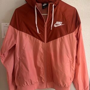 Nike Rust and Coral Pink Hooded Windbreaker Jacket